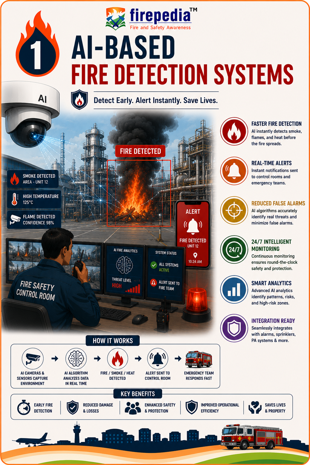 AI-based fire detection system with smart sensors