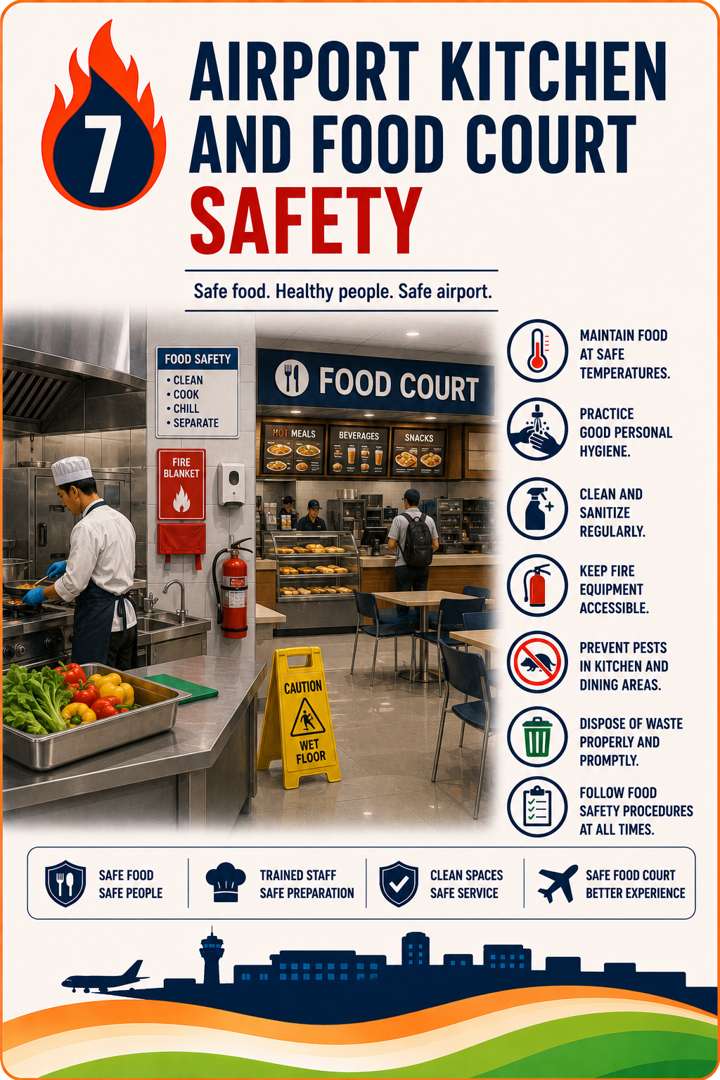 Airport kitchen and food court fire safety